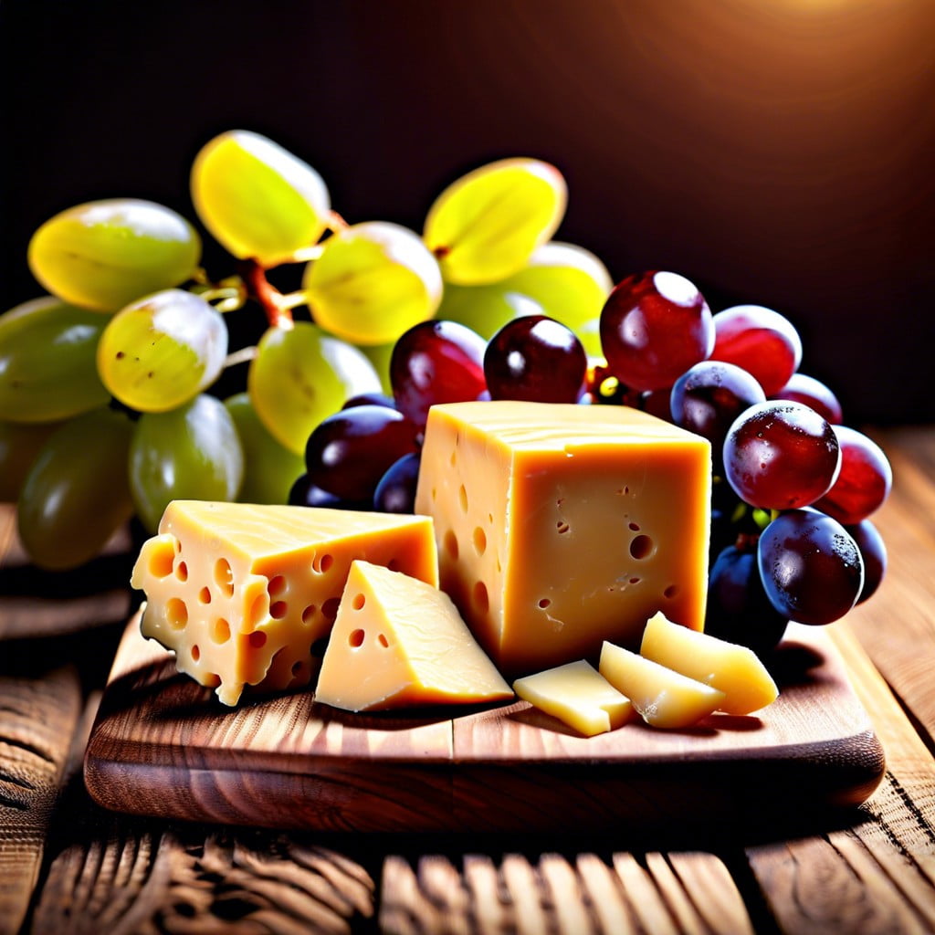 cheddar cheese cubes with grapes