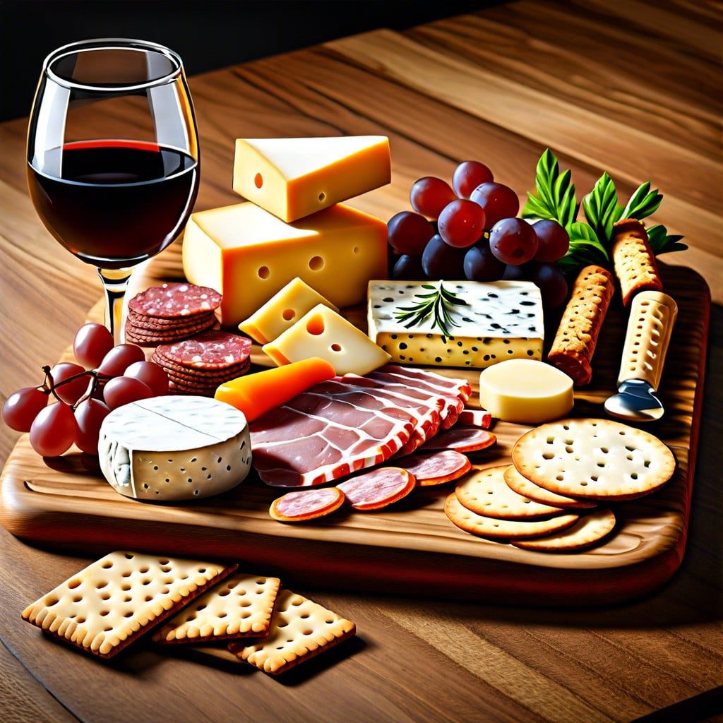 cheese and charcuterie assorted cheeses and cured meats with crackers