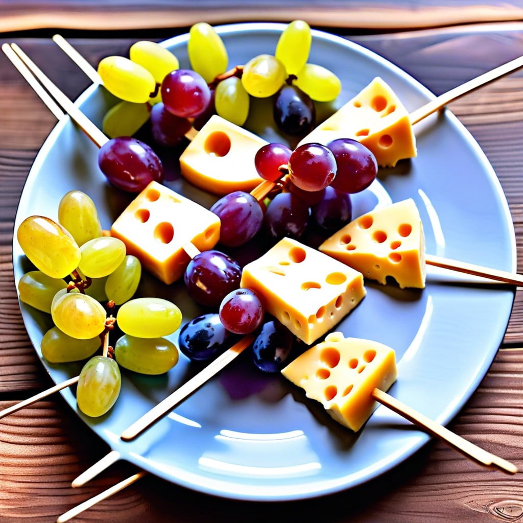 cheese and grape skewers