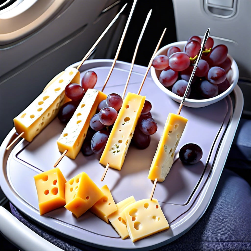 cheese and grape skewers