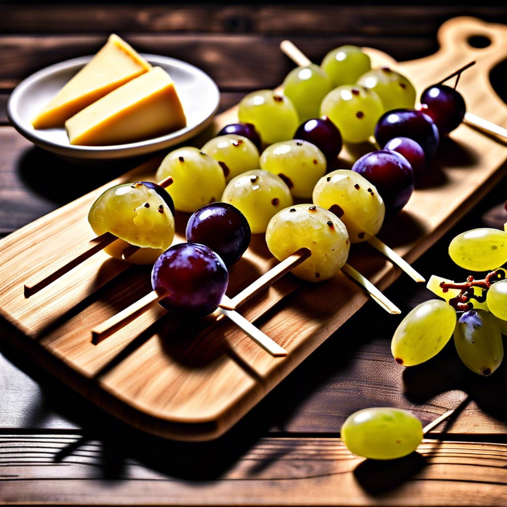 cheese and grape skewers