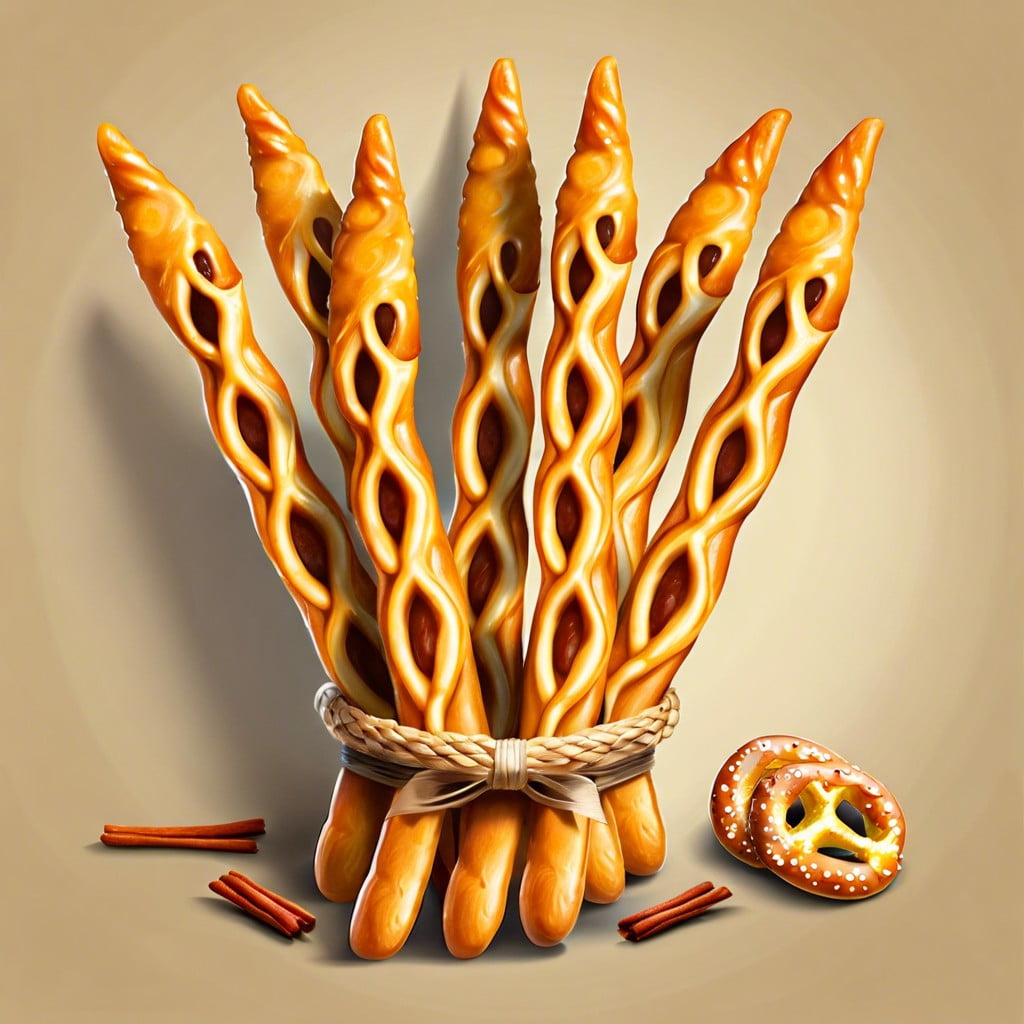 cheese and pretzel broomsticks