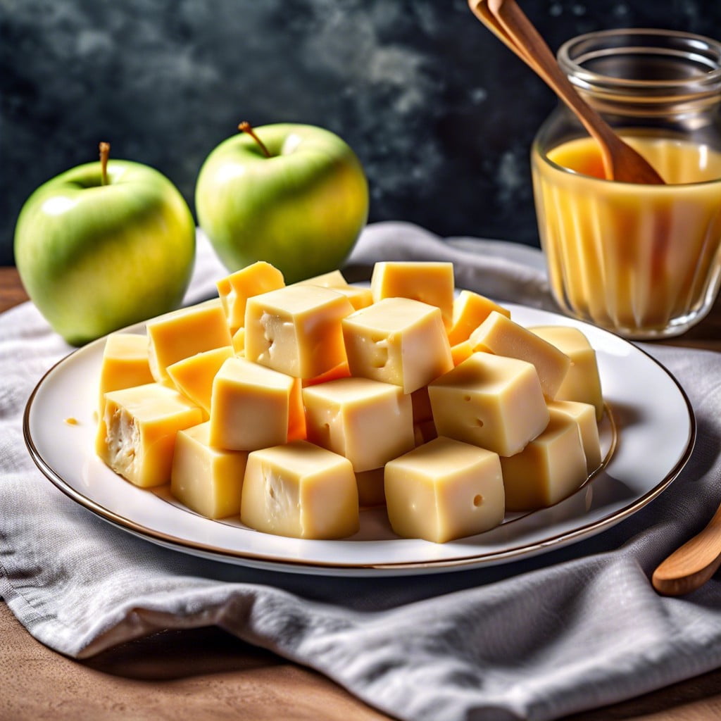 cheese cubes and apple slices