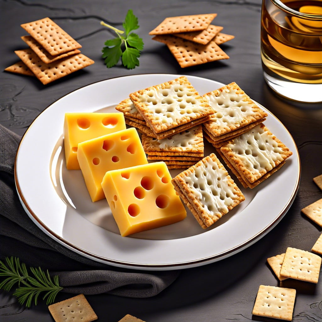 cheese cubes with whole grain crackers