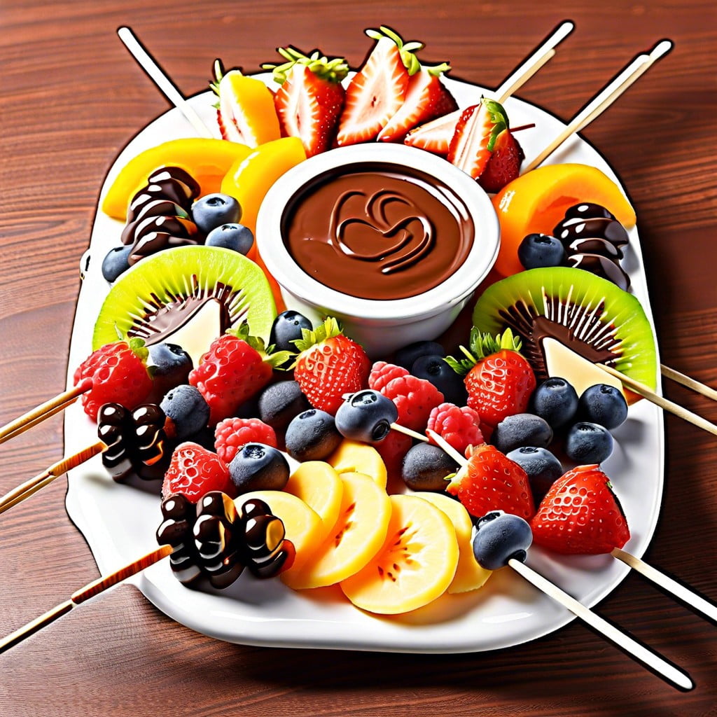 chocolate fondue with fruit skewers
