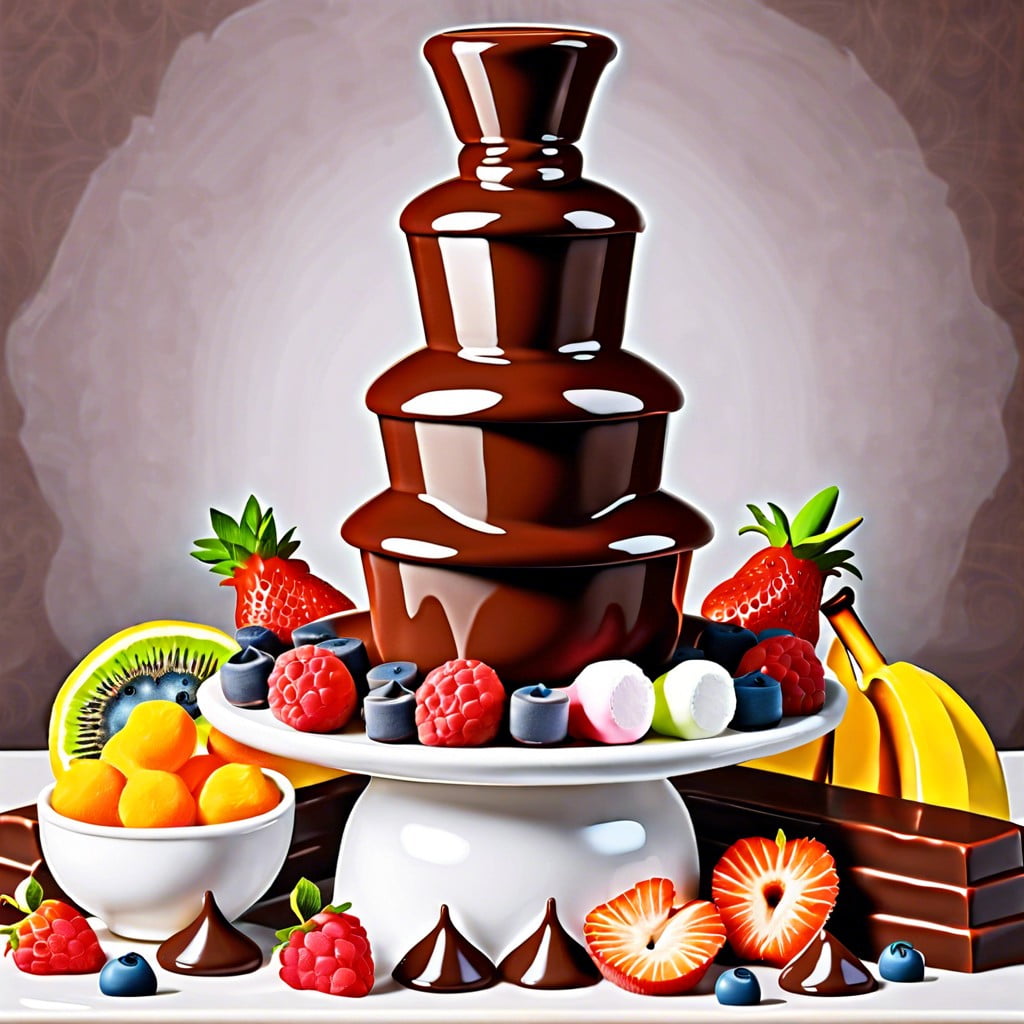 chocolate fountain with dippers