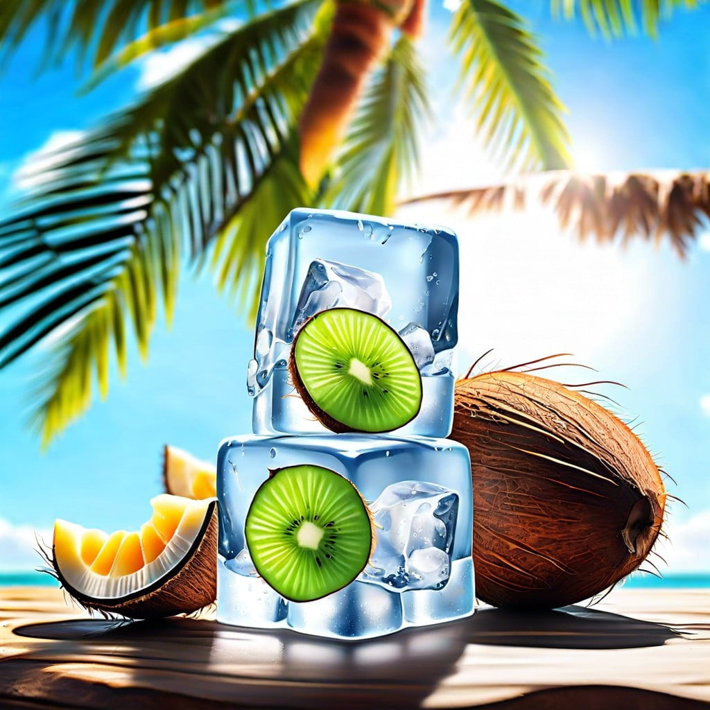 coconut water and fresh fruit ice cubes