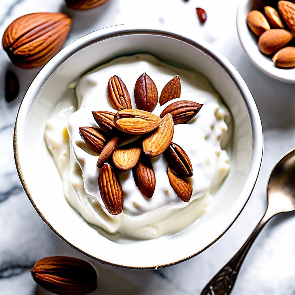 coconut yogurt topped with crushed almonds