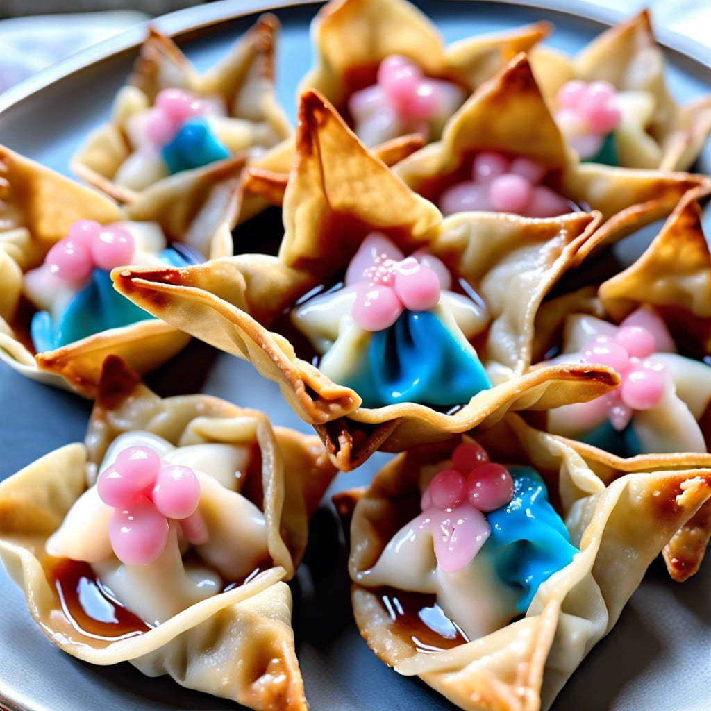 color filled wontons