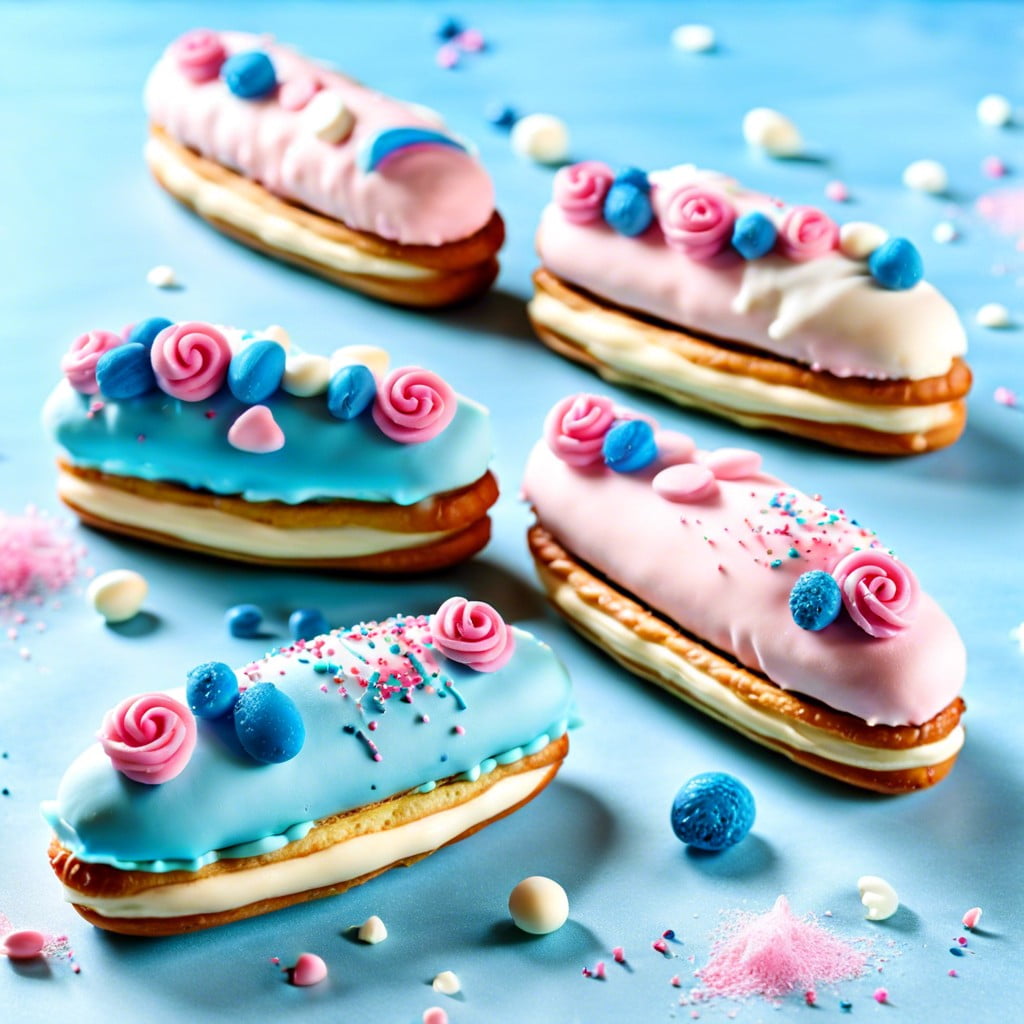 colored cream filled eclairs