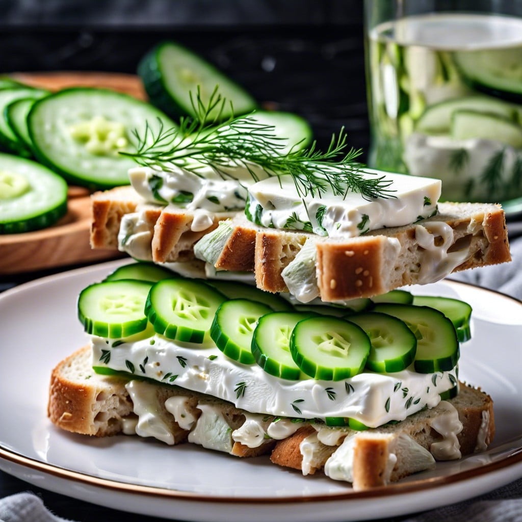 cool cucumber sandwiches cucumber slices with cream cheese and dill