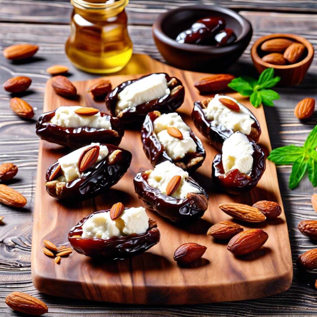 cottage cheese and almond stuffed dates dates stuffed with cottage cheese and almonds