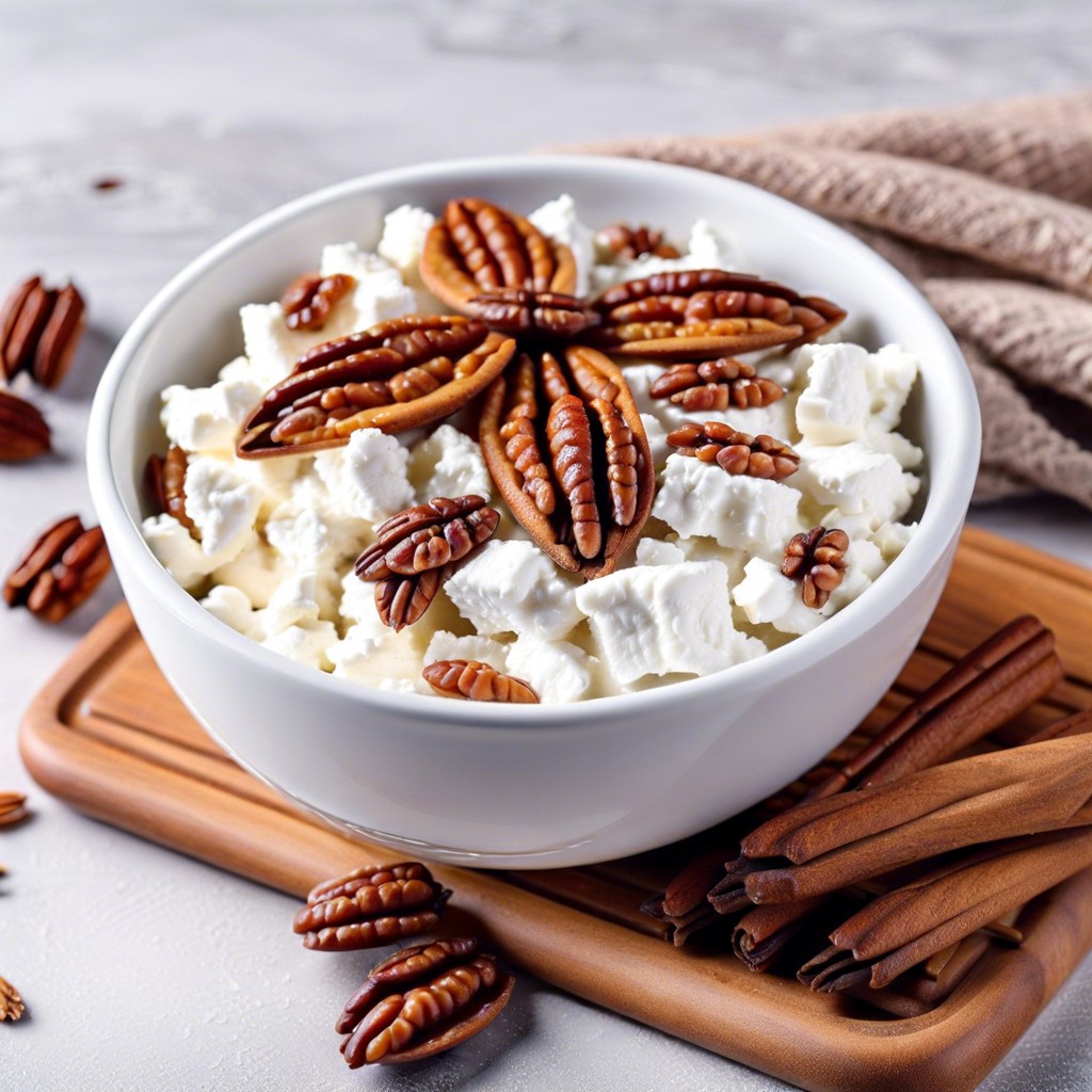 cottage cheese with cinnamon and pecans