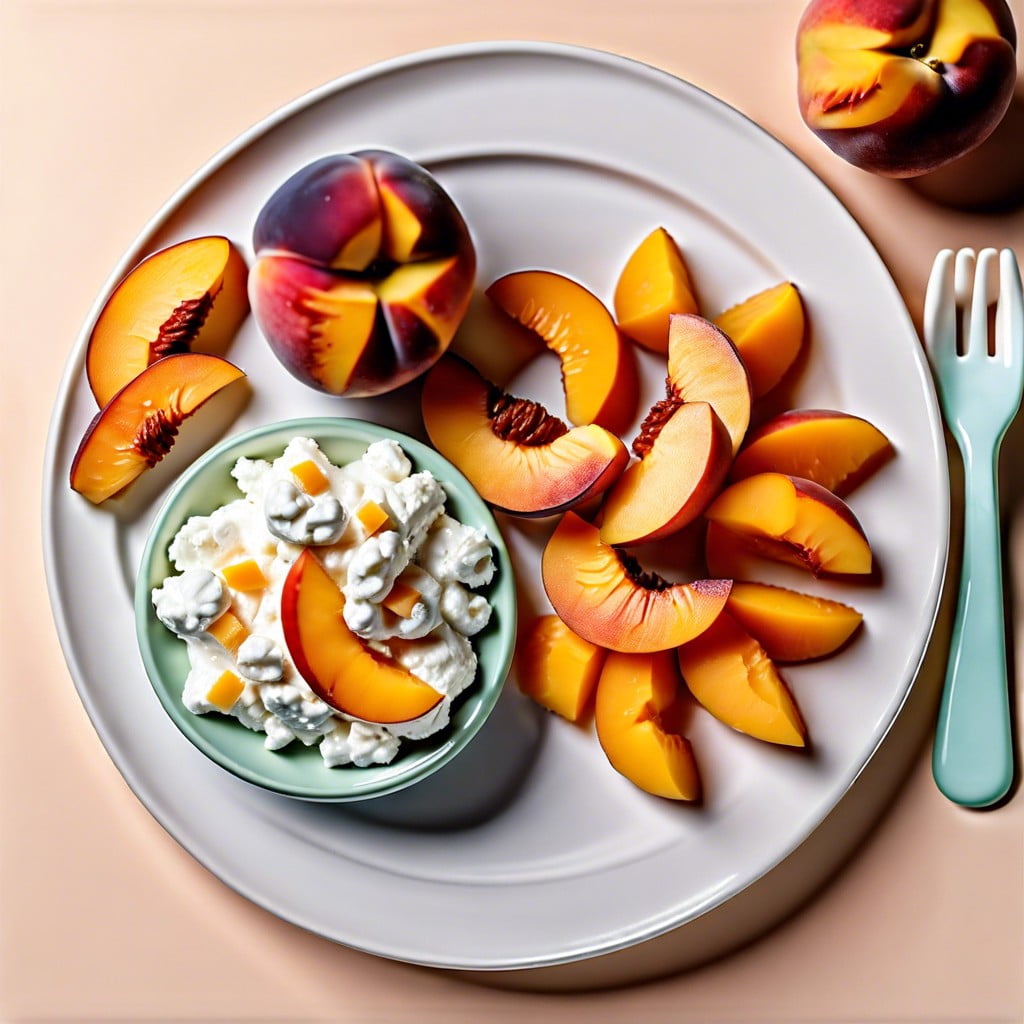 cottage cheese with peach slices