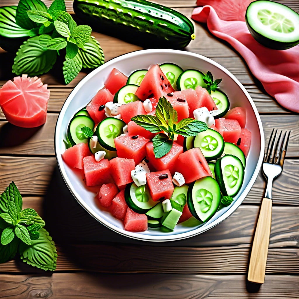 cucumber and watermelon salad with mint