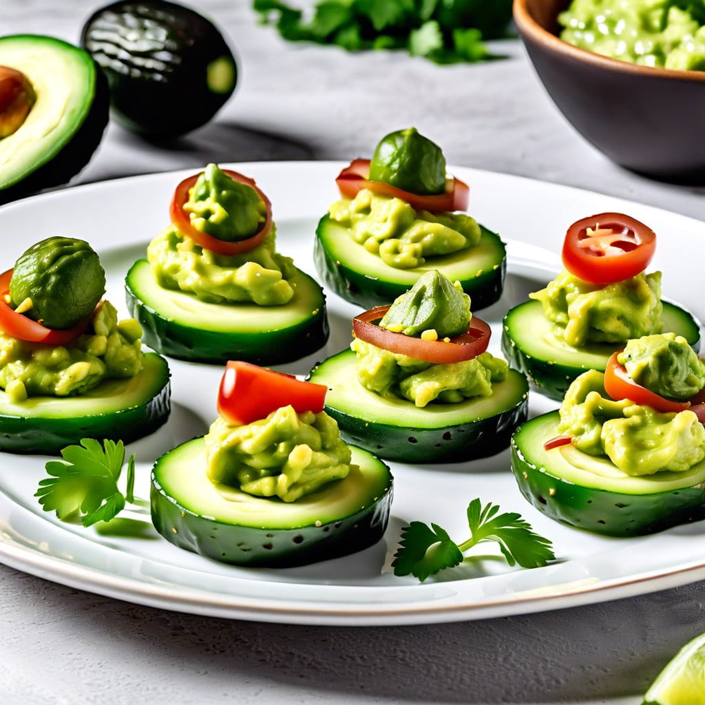 cucumber rounds with guacamole