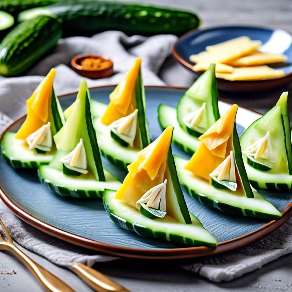 cucumber sailboats cucumber slices with cheese sails