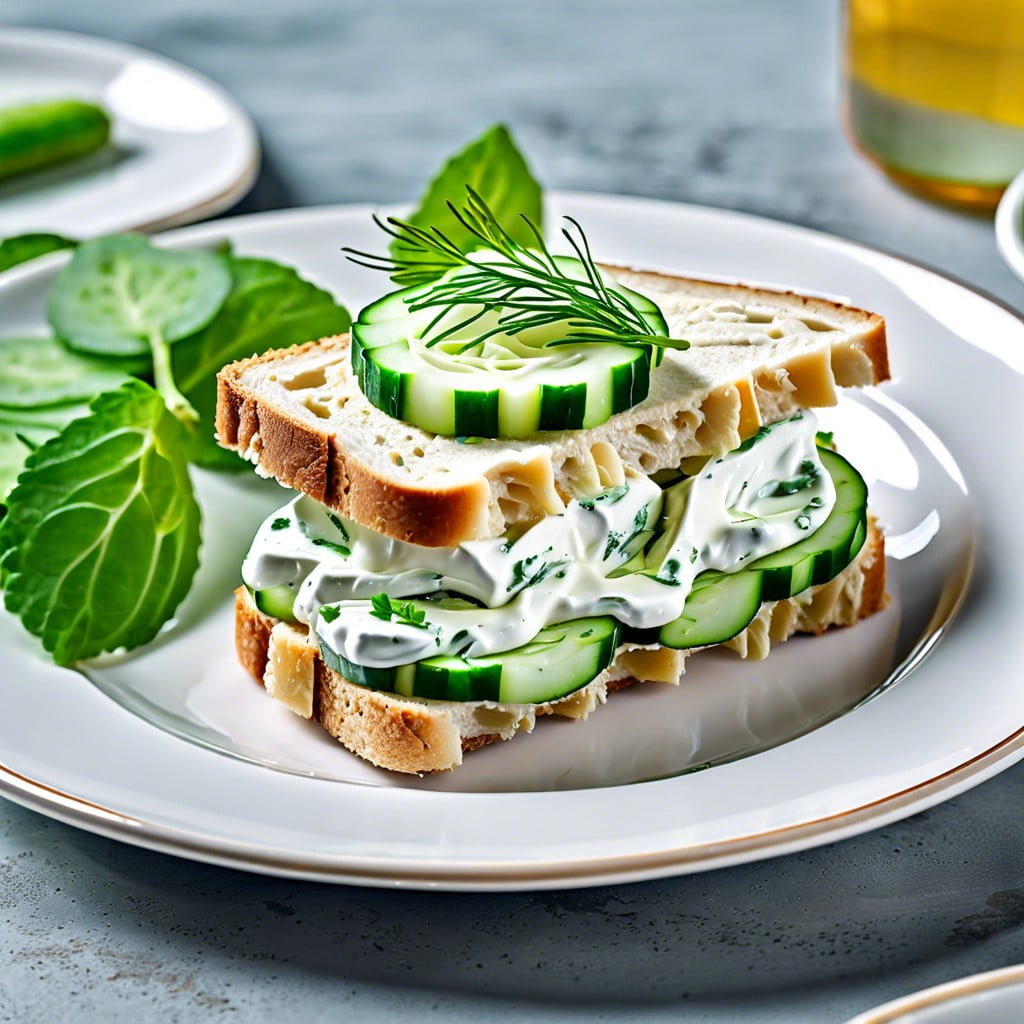 cucumber sandwich with herbed cream cheese