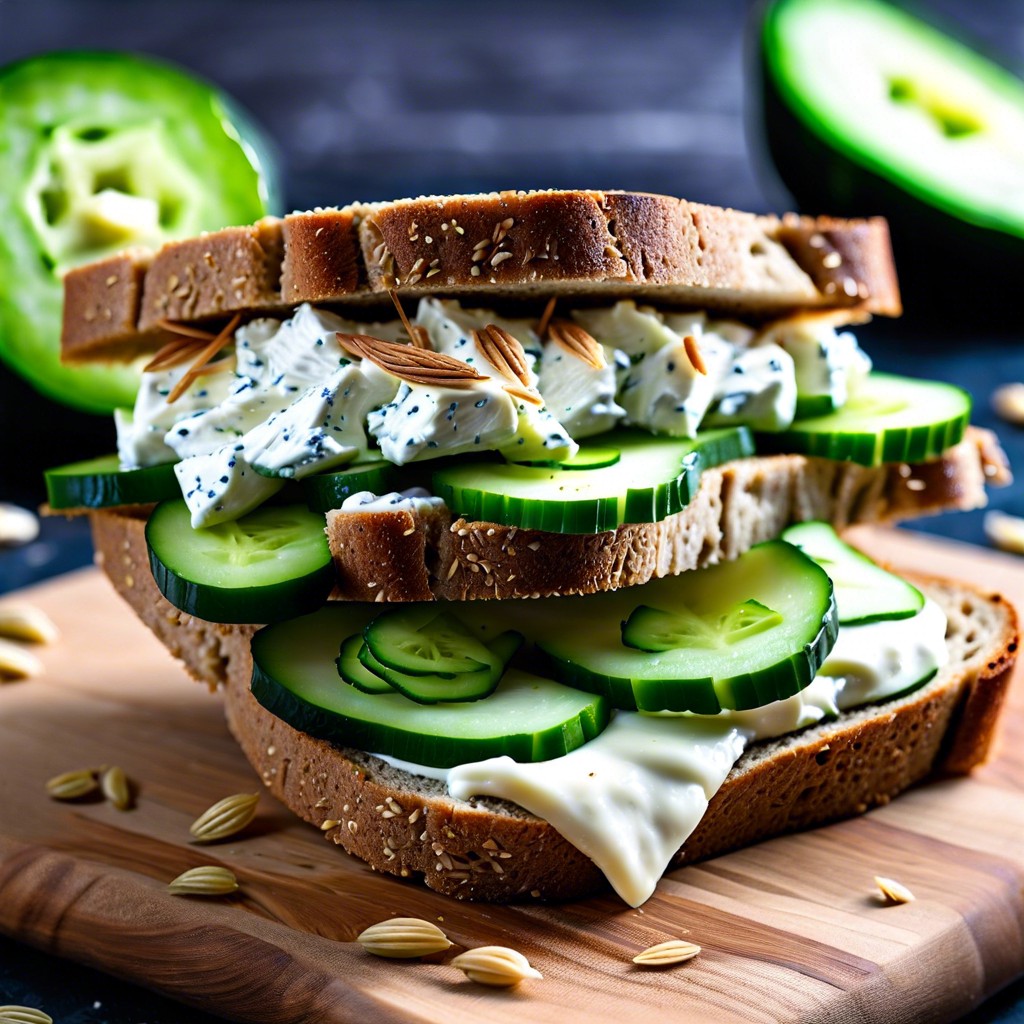 cucumber sandwiches cream cheese and thin cucumber slices