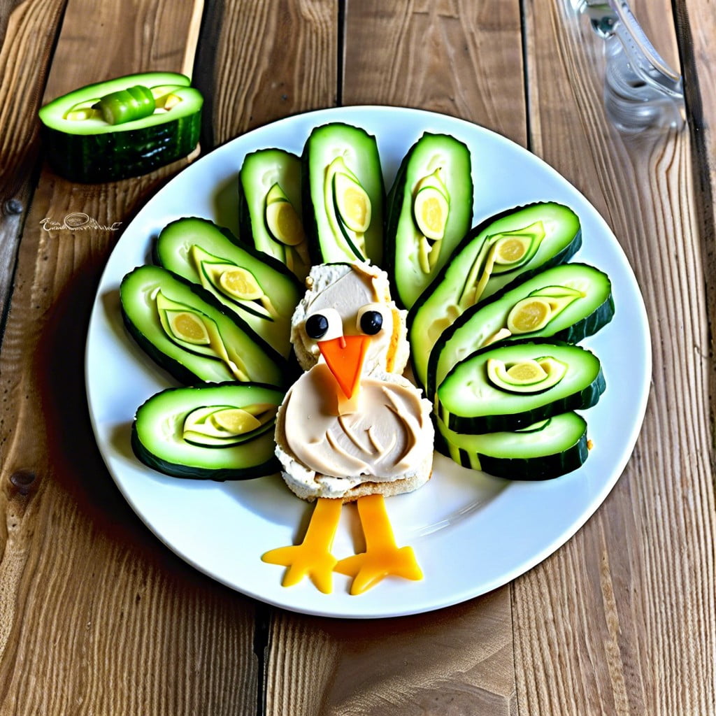cucumber sandwiches with cream cheese and turkey