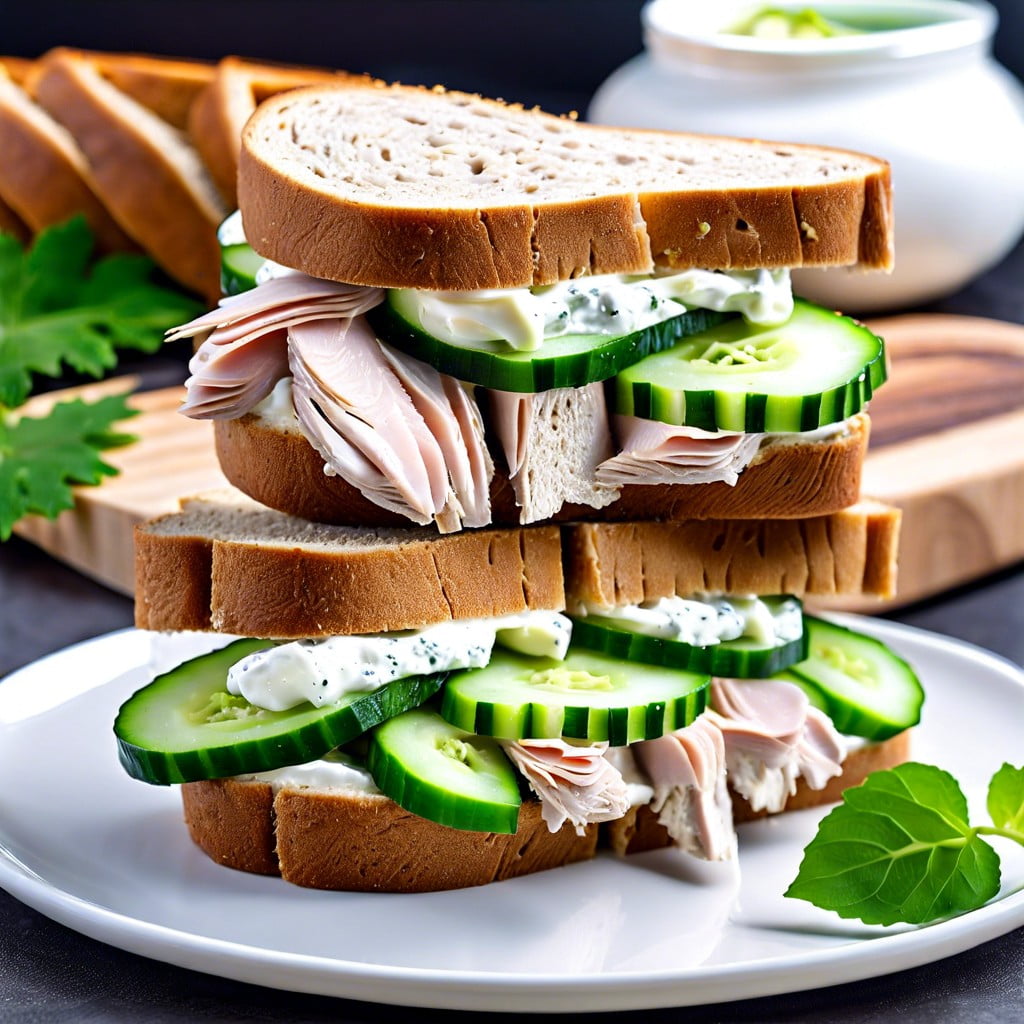 cucumber sandwiches with turkey and cream cheese