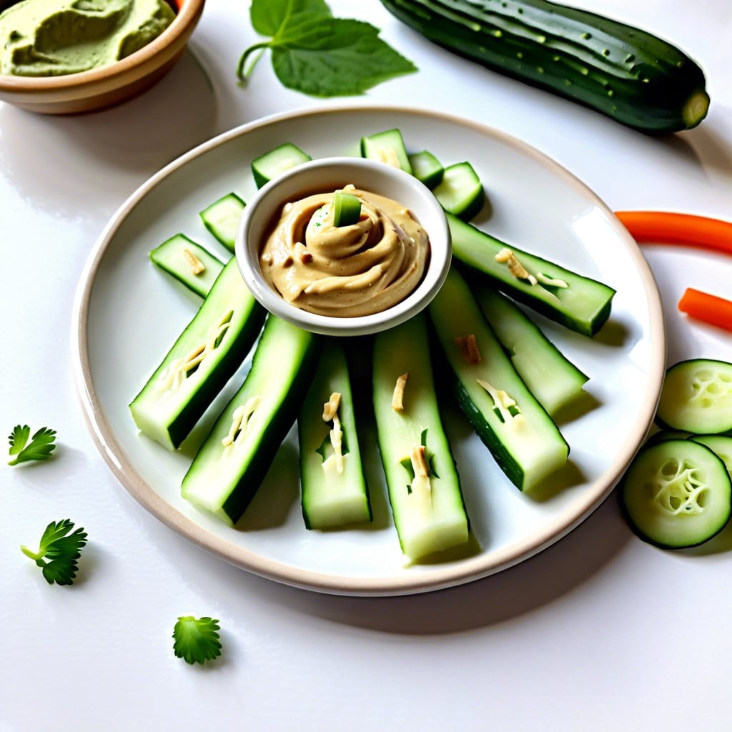 cucumber sticks with hummus