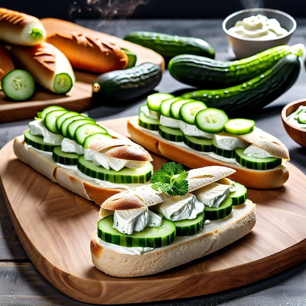 cucumber sub sandwiches with cream cheese