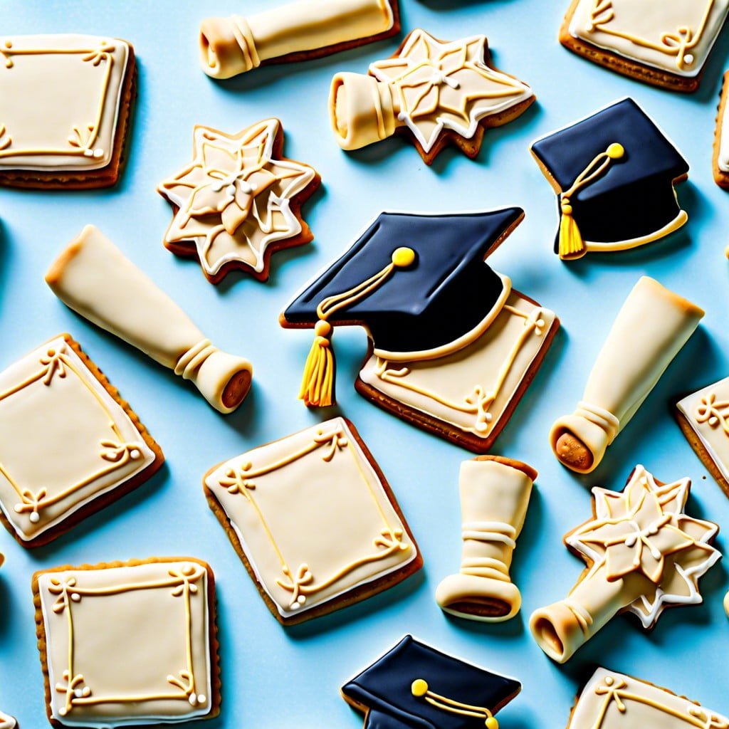 cum laude cookies iced cookies shaped like diplomas and caps