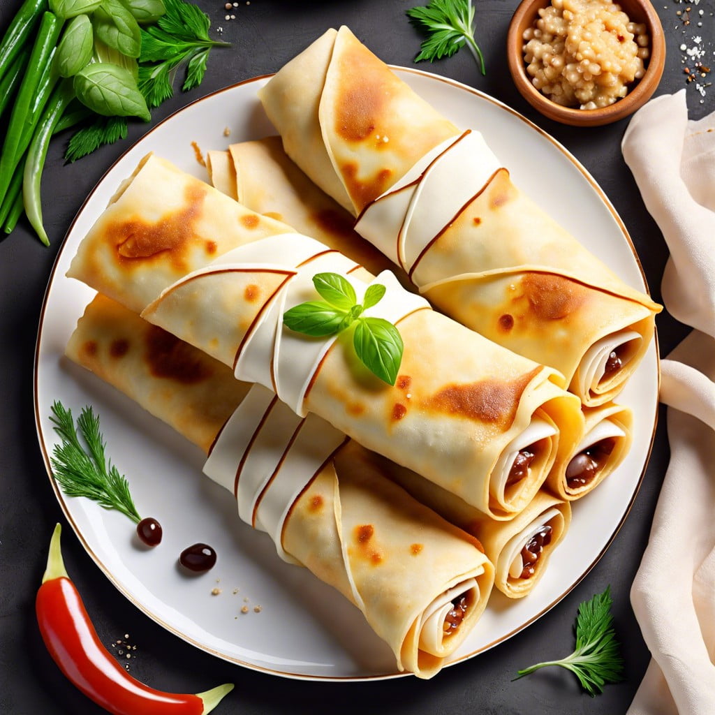 diploma rolls crepe rolls filled with various savory fillings