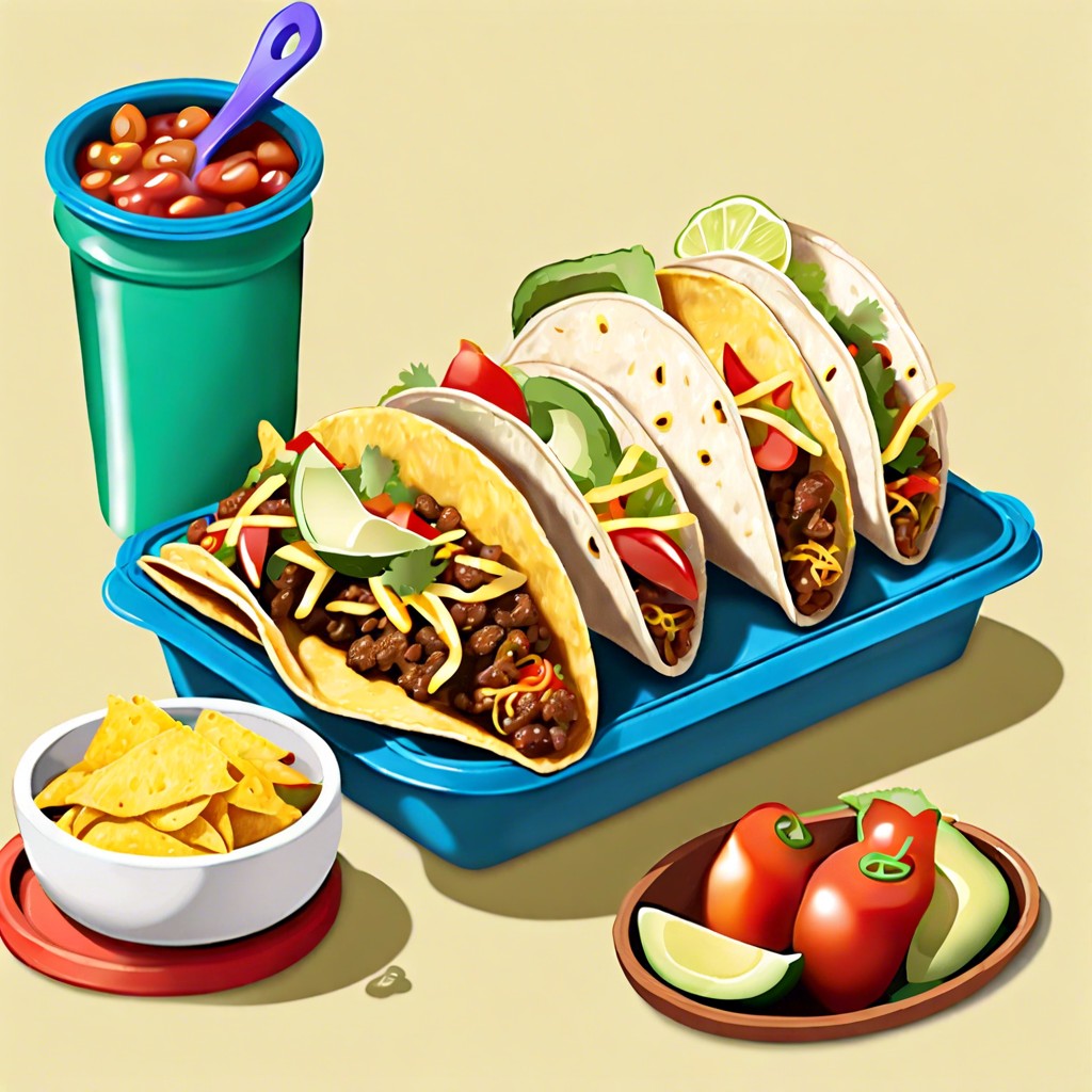 diy taco kit with mini tortillas ground turkey and fixings