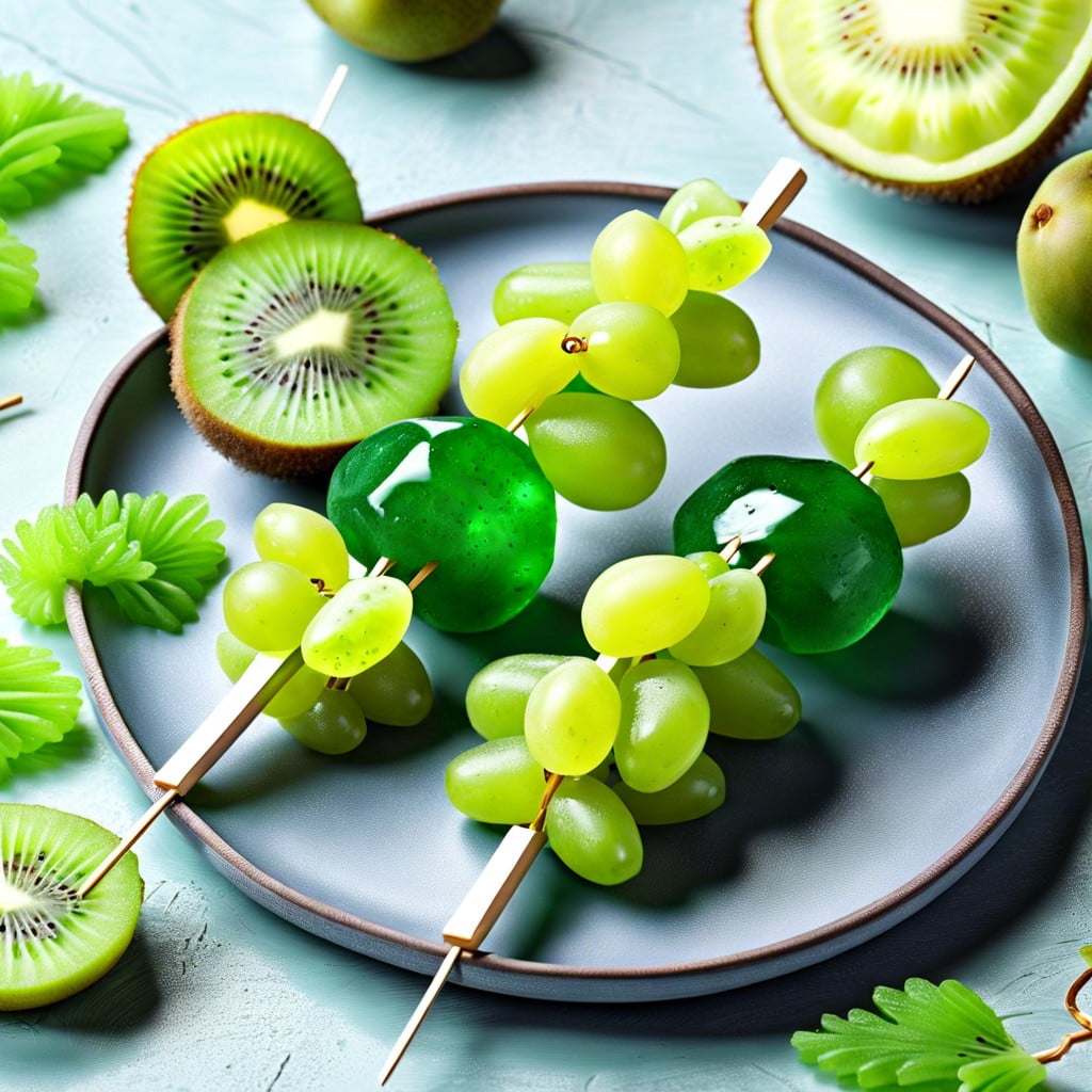 emerald fruit skewers kiwi green grapes honeydew