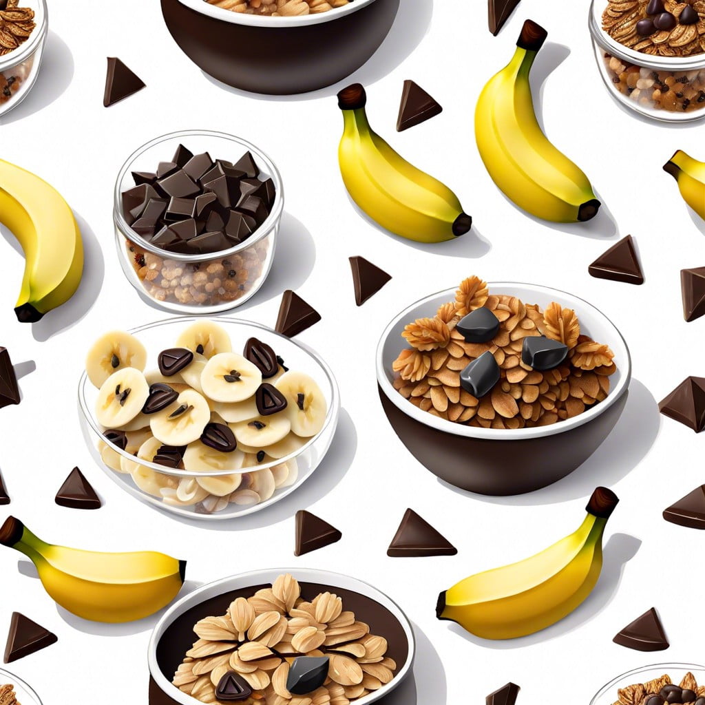 energy booster granola clusters banana chips and dark chocolate nibs