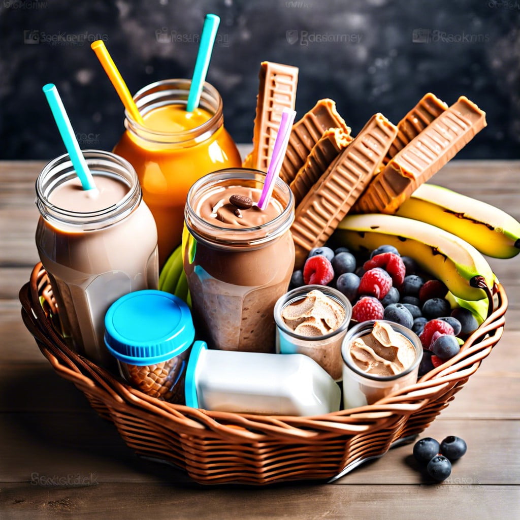 fitness fan basket protein bars shakes and low cal snacks