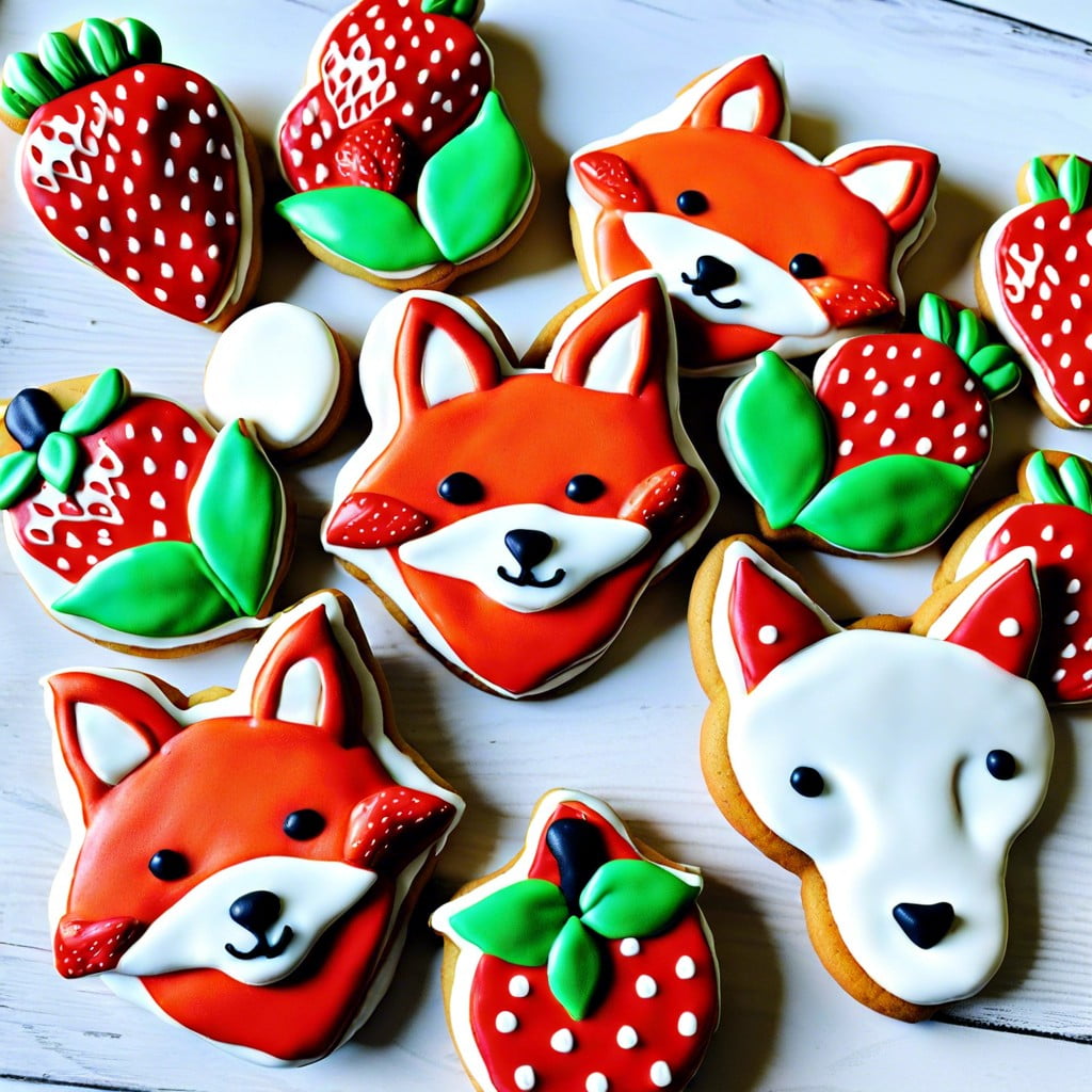 fox in socks strawberry and sock shaped cookie pairs