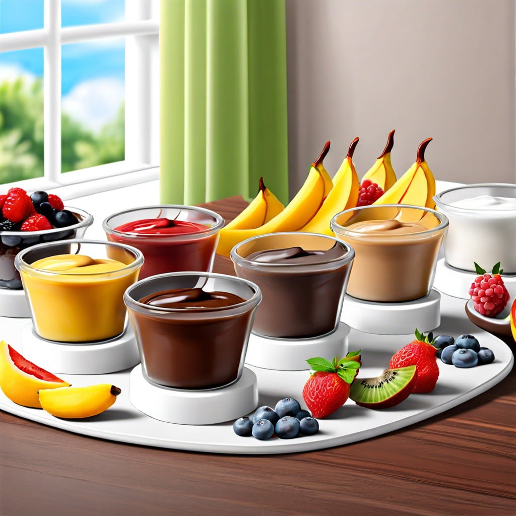 fresh fruit bar seasonal fruits with optional yogurt or chocolate dip