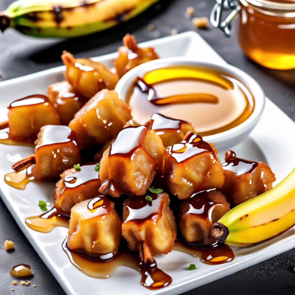 fried banana bites with honey drizzle