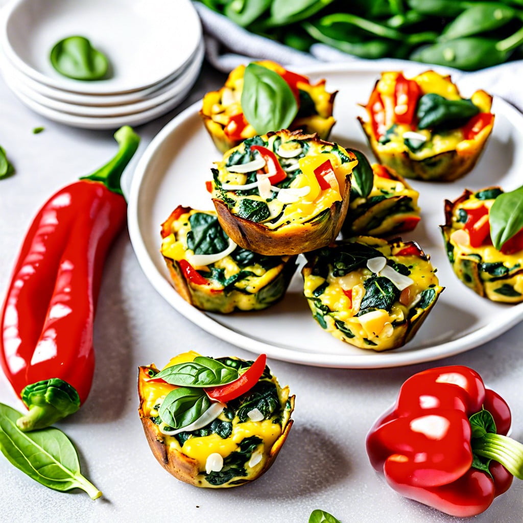 frittata bites with spinach and bell pepper