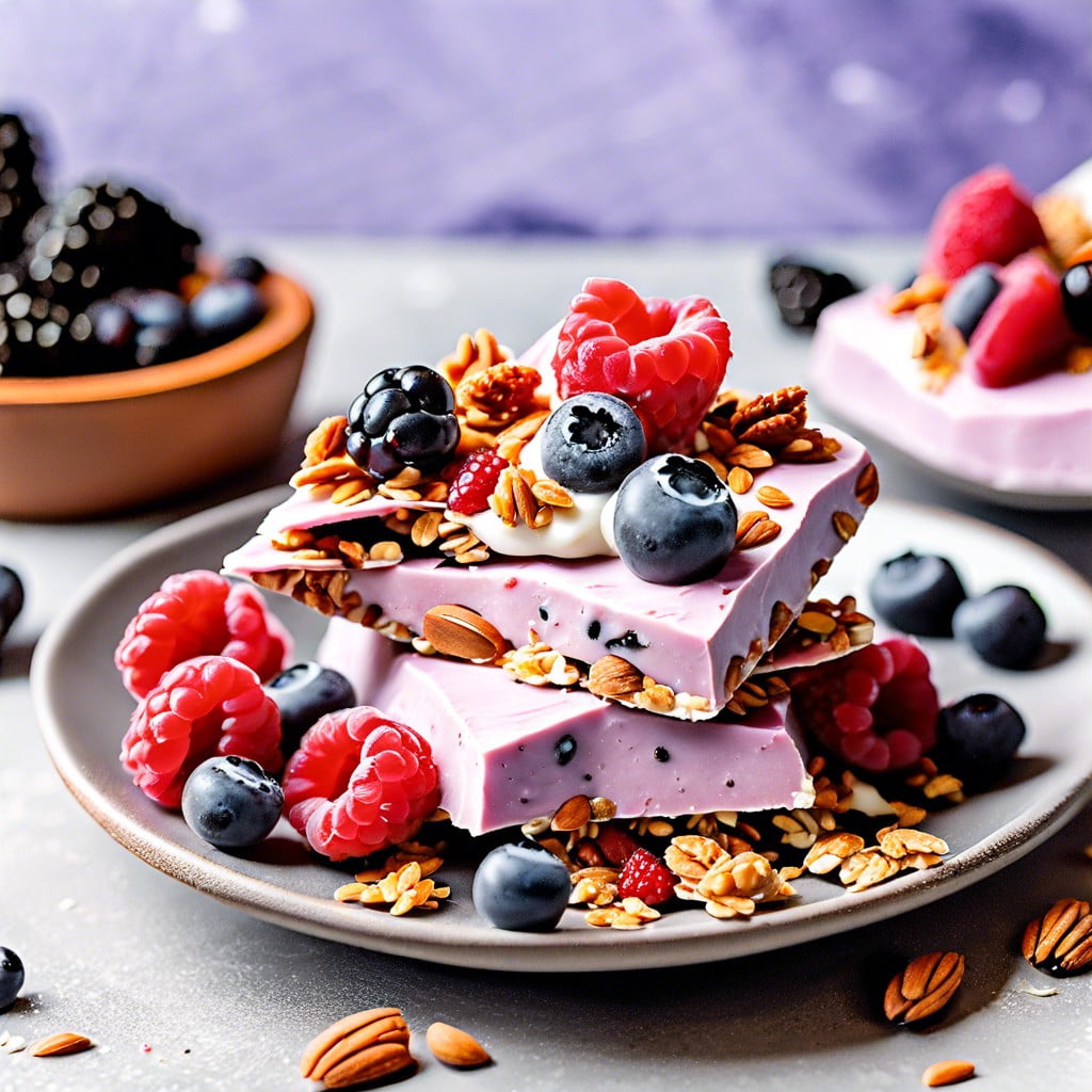 frozen yogurt bark with berries and granola