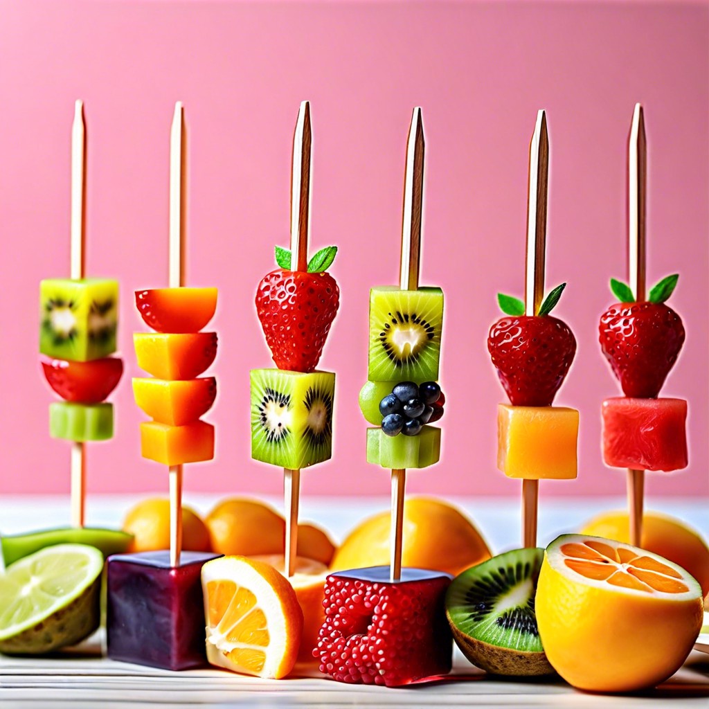 fruit cubes on toothpicks