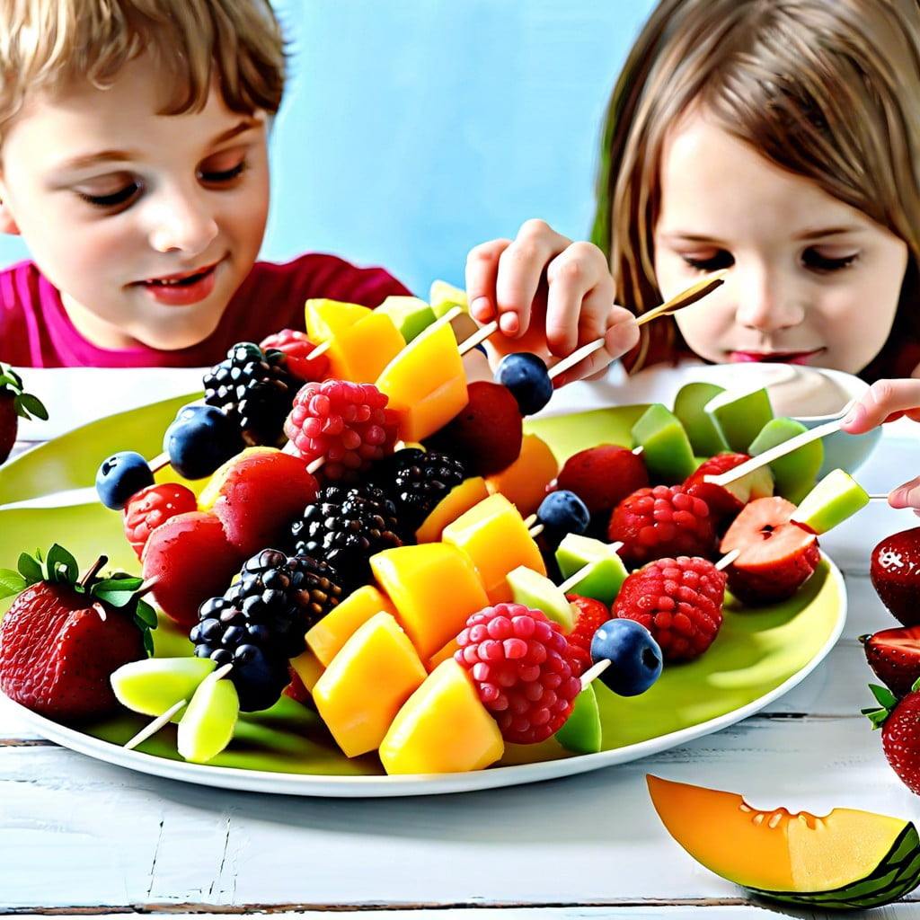 fruit kabobs with yogurt dip