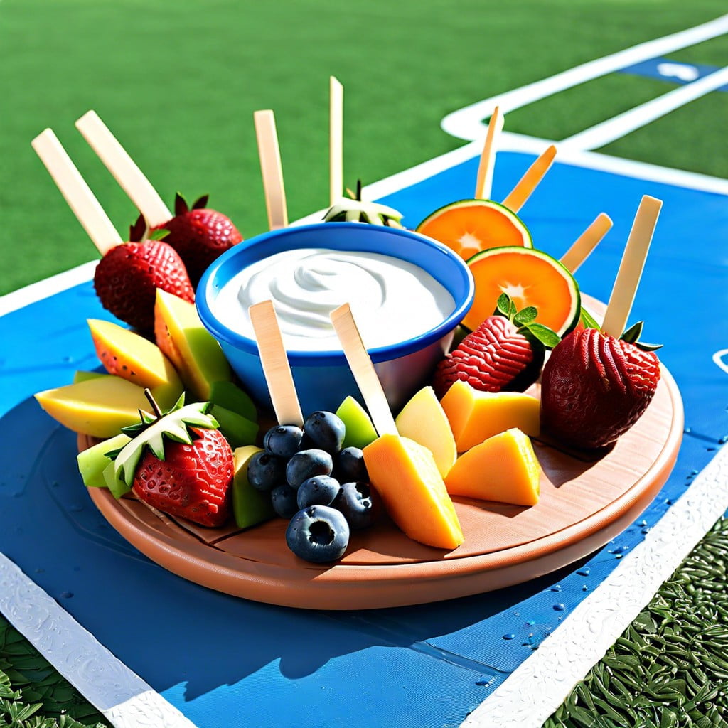 fruit kabobs with yogurt dip