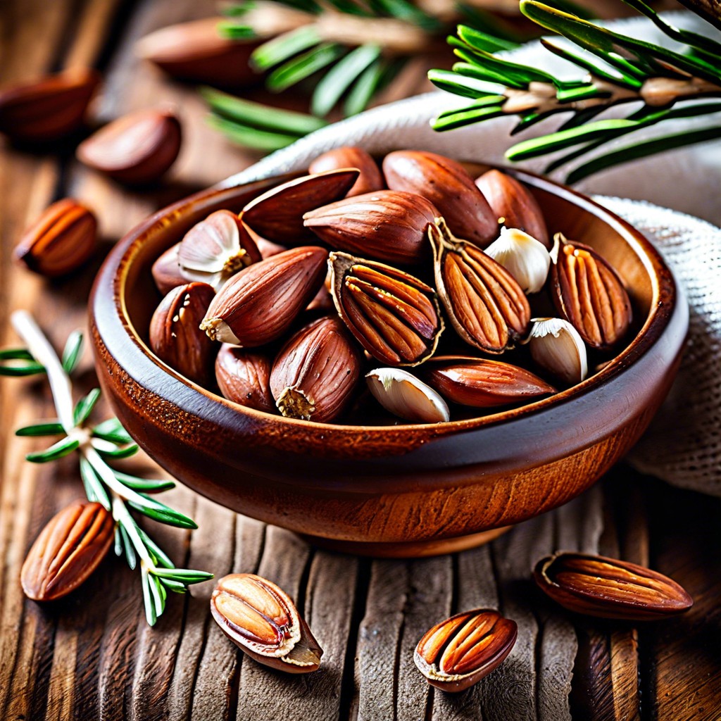garlic and rosemary roasted almonds