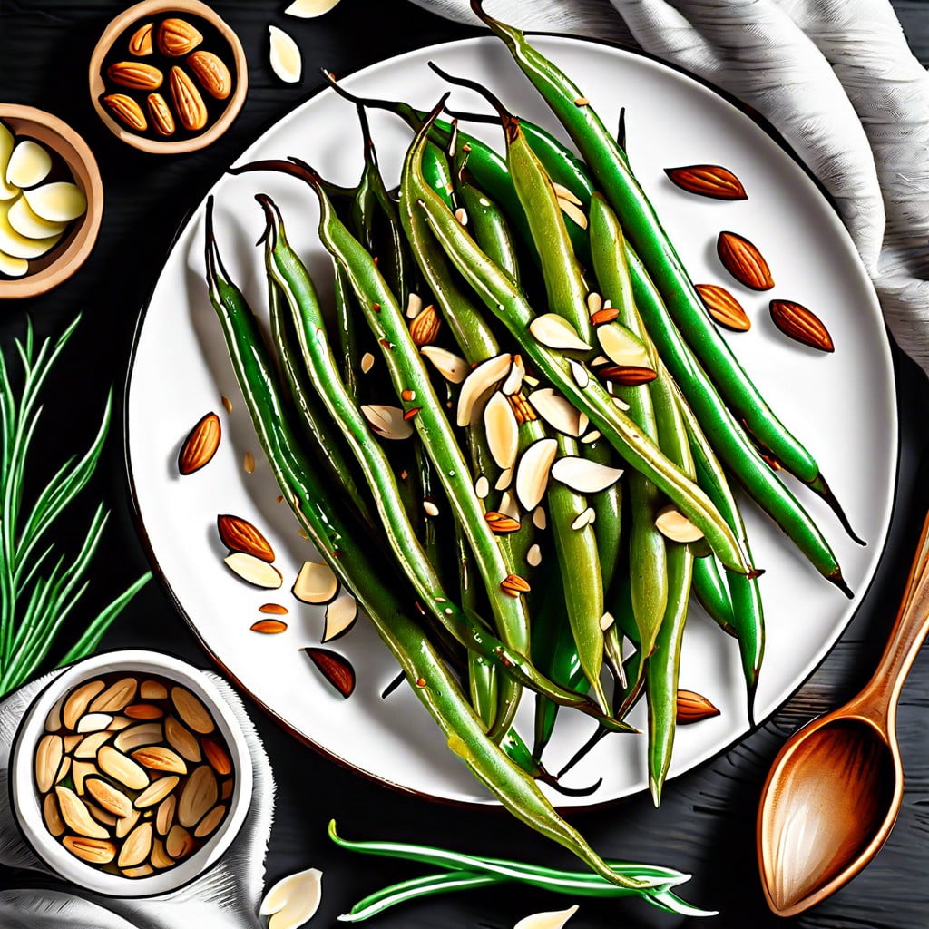 garlic roasted green beans with almonds