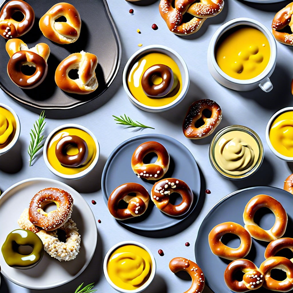 gourmet pretzel bites with assorted mustards