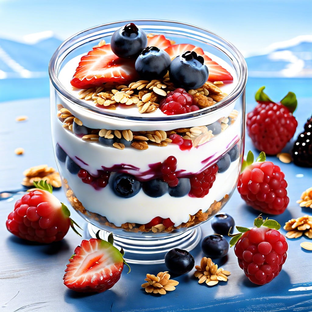 greek yogurt parfait with berries and granola
