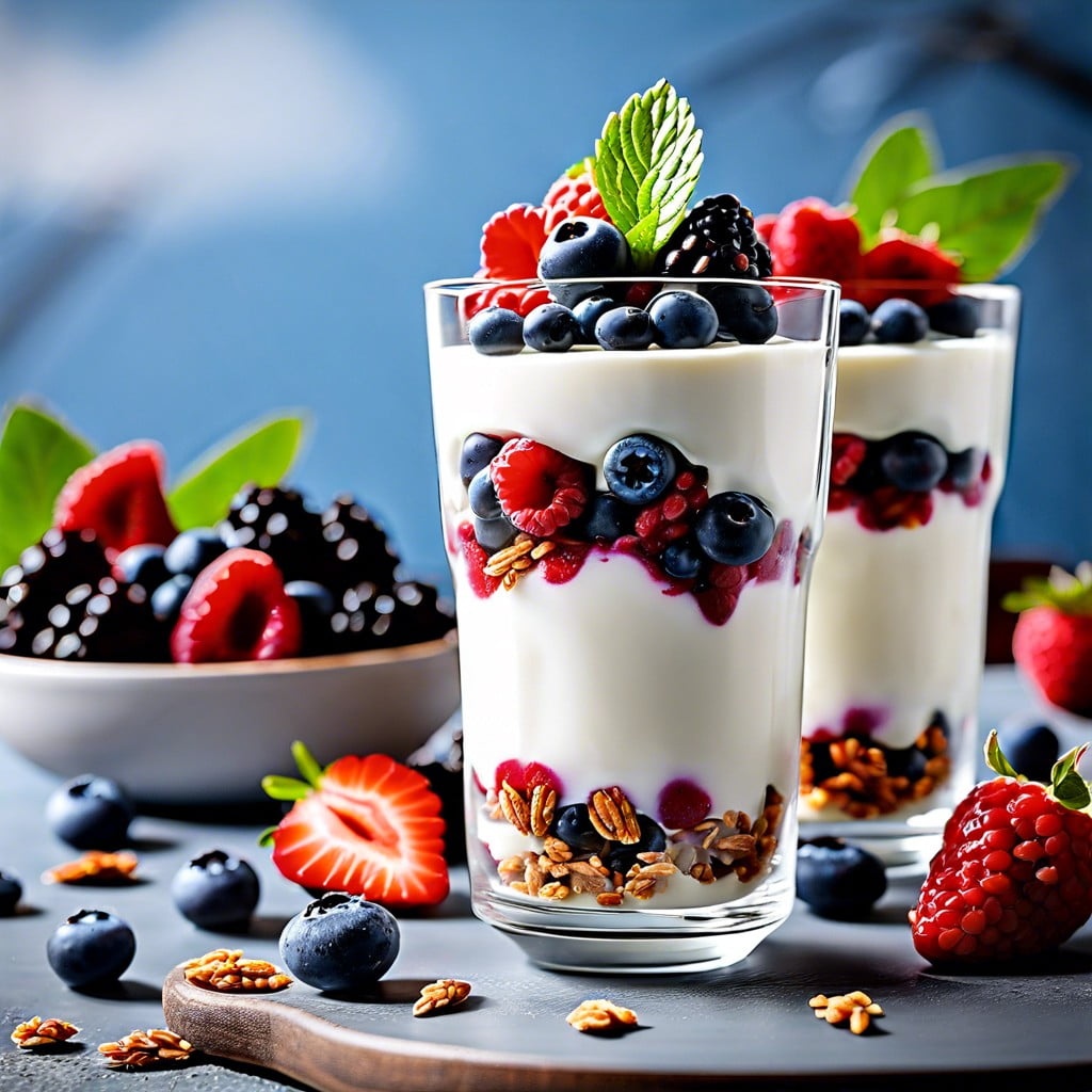 greek yogurt parfaits with granola and berries