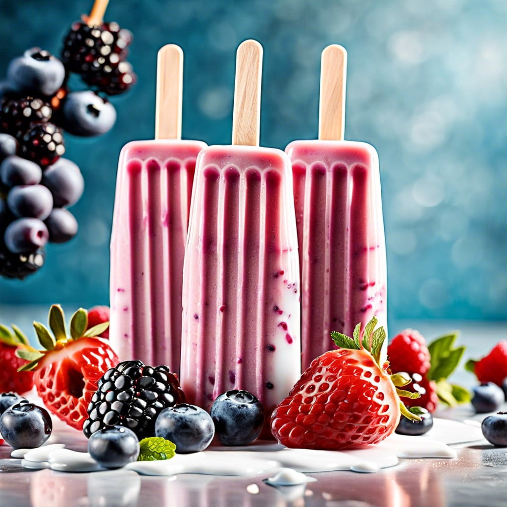 greek yogurt popsicles with fresh berries mixed in