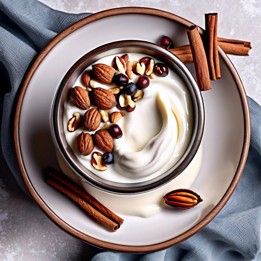 greek yogurt with nuts and cinnamon