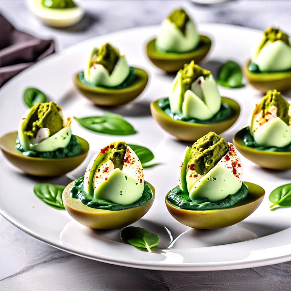 green deviled eggs use food coloring or spinach puree