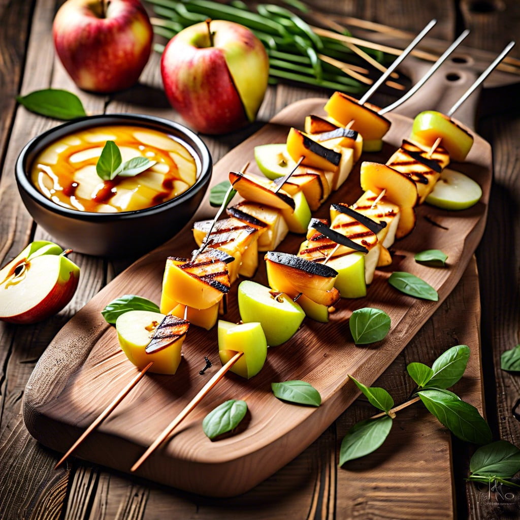 grilled apple and cheese skewers